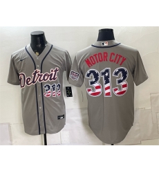 Men Detroit Tigers  313 Motor City Grey 2026 USA 250 Fourth of July Stitched Baseball Jersey