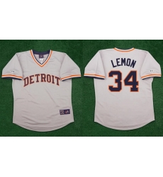 Men Detroit Tigers 34 Chet Lemon Grey Road Throwback Stitched Baseball Jersey