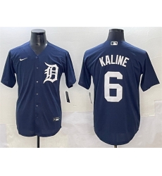 Men Detroit Tigers 6 Al Kaline Navy Cool Base Stitched Baseball Jersey