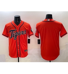 Men Detroit Tigers Blank Orange With Patch Cool Base Stitched Baseball Jersey