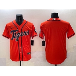 Men Detroit Tigers Blank Orange With Patch Cool Base Stitched Baseball Jersey