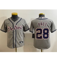 Youth Detroit Tigers 28 Javier B E1ez Grey Cool Base Stitched Baseball Jersey