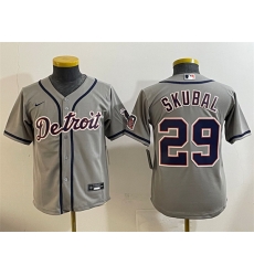 Youth Detroit Tigers 29 Tarik Skubal Grey Cool Base Stitched Baseball Jersey Youth Detroit Tigers 29 Tarik Skubal Grey Cool Base Stitched Baseball Jersey