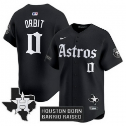 Men Houston Astros 0 Orbit Black Gothic  27Houston Born Barrio Raised 27 Limited Stitched Baseball Jersey