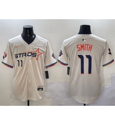 Men Houston Astros 11 Cam Smith Cream 2025 City Connect With Texas Patch Limited Stitched Baseball Jersey Men Houston Astros 11 Cam Smith Cream 2025 City Connect With Texas Patch Limited Stitched Baseball Jersey