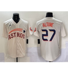 Men Houston Astros 27 Jose Altuve Cream Throwback Cooperstown Collection Limited Stitched Baseball Jersey Men Houston Astros 27 Jose Altuve Cream Throwback Cooperstown Collection Limited Stitched Baseball Jersey