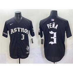 Men Houston Astros 3 Jeremy Pena Black Gothic Houston Born Barrio Raised Limited Stitched Baseball Jersey