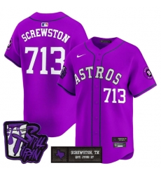 Men Houston Astros 713 DJ Screw Still Tippin Purple Patch Vapor Limited Stitched Baseball Jersey Men Houston Astros 713 DJ Screw Still Tippin Purple Patch Vapor Limited Stitched Baseball Jersey