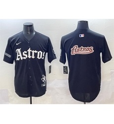 Men Houston Astros Team Big Logo Black Gothic  27Houston Born Barrio Raised 27 Limited Stitched Baseball Jersey 2