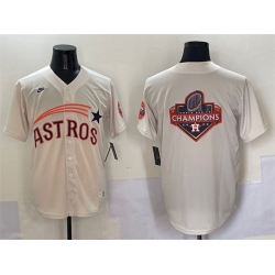 Men Houston Astros Team Big Logo Cream Throwback Cooperstown Collection Limited Stitched Baseball Jersey 001