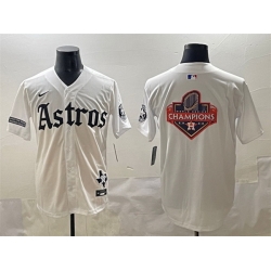 Men Houston Astros Team Big Logo White Gothic  27Houston Born Barrio Raised 27 Limited Stitched Baseball Jersey 001