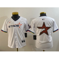 Youth Houston Astros Team Big Logo White 2025 City Connect Limited Stitched Baseball Jersey 003
