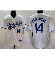Men Kansas City Royals 14 Jac Caglianone White Flexl Base Stitched Baseball Jersey