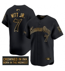 Men Kansas City Royals 7 Bobby Witt Jr Gothic Crown Edition Gold Vapor Limited Stitched Baseball Jersey