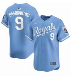 Men Kansas City Royals 9 Vinnie Pasquantino Light Blue Alternate Limited Stitched Baseball Jersey Men Kansas City Royals 9 Vinnie Pasquantino Light Blue Alternate Limited Stitched Baseball Jersey