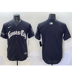 Men Kansas City Royals Blank Black  27Gothic Crown Edition 27 Vapor Premier Limited Stitched Baseball Jersey