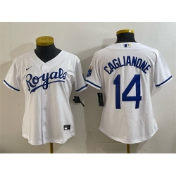 Women Kansas City Royals 14 Jac Caglianone White Cool Base Stitched Jersey