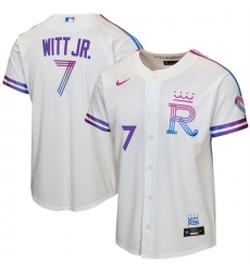Youth Kansas City Royals  7 Bobby Witt Jr  White 2026 City Connect Stadium Stitched Baseball Jersey