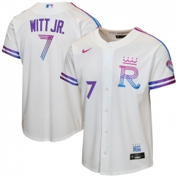 Youth Kansas City Royals  7 Bobby Witt Jr  White 2026 City Connect Stadium Stitched Baseball Jersey