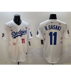 Men Los Angeles Dodgers 11 Roki Sasaki White 2025 Tokyo Series Limited Stitched Baseball Jersey
