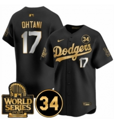 Men Los Angeles Dodgers 17 Shohei Ohtani Black Gold 2024 World Series 26 34 Fernando Patch Vapor Limited Stitched Baseball Jersey Men Los Angeles Dodgers 17 Shohei Ohtani Black Gold 2024 World Series 26 34 Fernando Patch Vapor Limited Stitched Baseball Jersey