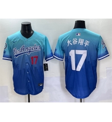 Men Los Angeles Dodgers 17 Shohei Ohtani Blue Limited Stitched Baseball Jersey