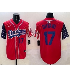 Men Los Angeles Dodgers 17 Shohei Ohtani Red Limited Stitched Baseball Jersey