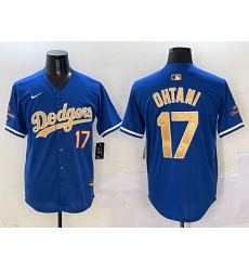 Men Los Angeles Dodgers 17 Shohei Ohtani Royal 2025 Gold Collection Limited Stitched Baseball Jersey