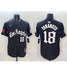 Men Los Angeles Dodgers 18 Yoshinobu Yamamoto Black Mexico 2025 LA Gothic Style With Fernando Patch Vapor Premier Limited Stitched Baseball Jersey