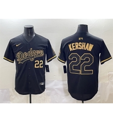 Men Los Angeles Dodgers 22 Clayton Kershaw Black Gold Limited Stitched Jersey