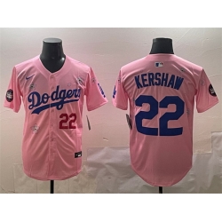 Men Los Angeles Dodgers 22 Clayton Kershaw Pink 2025 Tokyo Series Limited Stitched Baseball Jersey