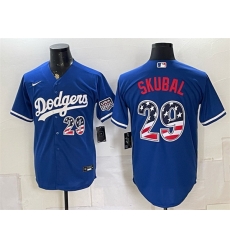 Men Los Angeles Dodgers  29 Tarik Skubal Royal USA 250 Fourth of July Home Stitched Baseball Jersey