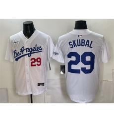 Men Los Angeles Dodgers  29 Tarik Skubal White Alternate Stadium Stitched Baseball Jersey