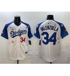 Men Los Angeles Dodgers 34 Fernando Valenzuela White Royal 2025 Tokyo Series Limited Stitched Baseball Jersey 935