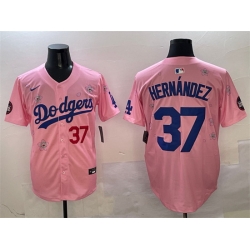 Men Los Angeles Dodgers 37 Teoscar Hernandez Pink 2025 Tokyo Series Limited Stitched Baseball Jersey