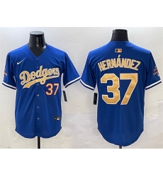 Men Los Angeles Dodgers 37 Teoscar Hernandez Royal 2025 Gold Collection Limited Stitched Baseball Jersey