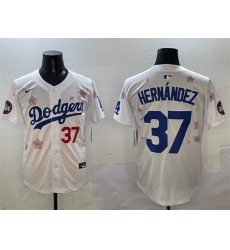 Men Los Angeles Dodgers 37 Teoscar Hernandez White 2025 Tokyo Series Limited Stitched Baseball Jersey