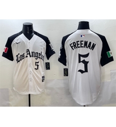 Men Los Angeles Dodgers 5 Freddie Freeman White Black Mexico 2025 LA Gothic Style With Fernando Patch Vapor Premier Limited Stitched Baseball Jersey Men Los Angeles Dodgers 5 Freddie Freeman White Black Mexico 2025 LA Gothic Style With Fernando Patch Vapor Premier Limited Stitched Baseball Jersey
