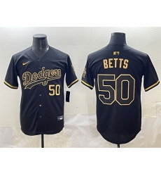 Men Los Angeles Dodgers 50 Mookie Betts Black Gold Limited Stitched Jersey Men Los Angeles Dodgers 50 Mookie Betts Black Gold Limited Stitched Jersey