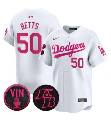 Men Los Angeles Dodgers  50 Mookie Betts White 2026 Mothers Day Vapor Premier Limited Stitched Baseball Jersey