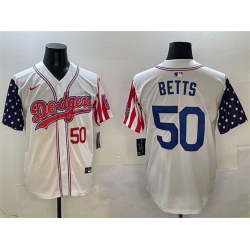 Men Los Angeles Dodgers 50 Mookie Betts White Limited Stitched Baseball Jersey