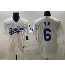 Men Los Angeles Dodgers 6 Hyeseong Kim White Cool Base Stitched Baseball Jersey