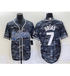 Men Los Angeles Dodgers 7 Julio Urias Gray Camo Cool Base With Patch Stitched Baseball Jersey Men Los Angeles Dodgers 7 Julio Urias Gray Camo Cool Base With Patch Stitched Baseball Jersey
