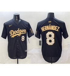 Men Los Angeles Dodgers 8 Enrique Hernandez Black Gold Limited Stitched Baseball Jersey
