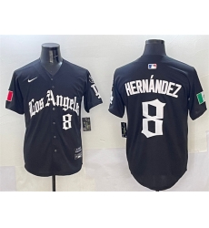 Men Los Angeles Dodgers 8 Enrique Hernandez Black Mexico 2025 LA Gothic Style With Fernando Patch Vapor Premier Limited Stitched Baseball Jersey