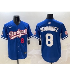 Men Los Angeles Dodgers 8 Enrique Hernandez Royal With American Flag Patch Limited Stitched Baseball Jersey Men Los Angeles Dodgers 8 Enrique Hernandez Royal With American Flag Patch Limited Stitched Baseball Jersey