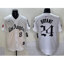 Men Los Angeles Dodgers Front 8 Back 24 Kobe Bryant White Mexico 2025 LA Gothic Style With Fernando Patch Vapor Premier Limited Stitched Baseball Jersey