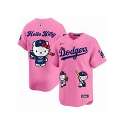 Men Los Angeles Dodgers Hello Kitty Baseball Jersey Pink