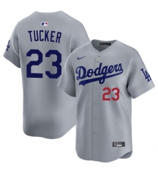 Men Los Angeles Dodgers Kyle Tucker #23 Gray Stitched Flex Base Baseball Jersey Men Los Angeles Dodgers Kyle Tucker #23 Gray Stitched Flex Base Baseball Jersey