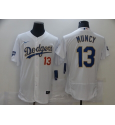 Men Los Angeles Dodgers Max Muncy 13 Championship Gold Trim White Limited All Stitched Flex Base Jersey Men Los Angeles Dodgers Max Muncy 13 Championship Gold Trim White Limited All Stitched Flex Base Jersey
